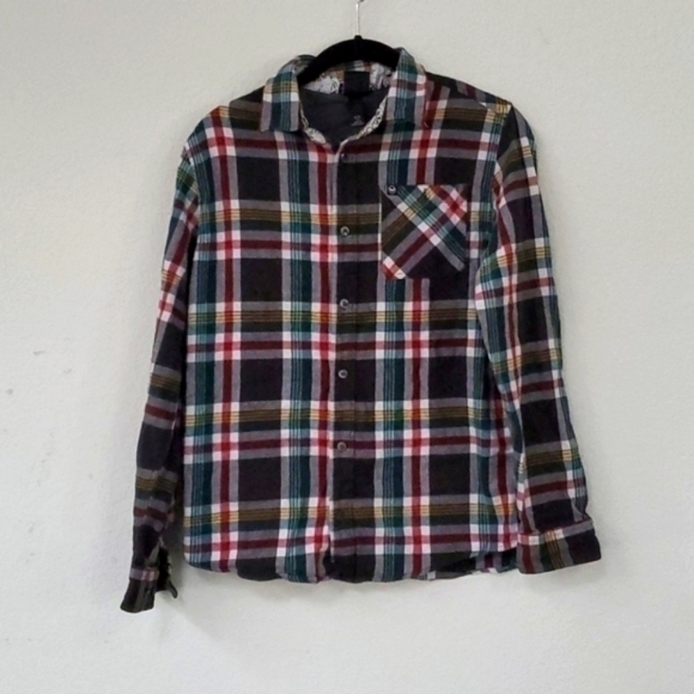 Shawn White Plaid‎ Red Green Button Up Youth Flannel XL